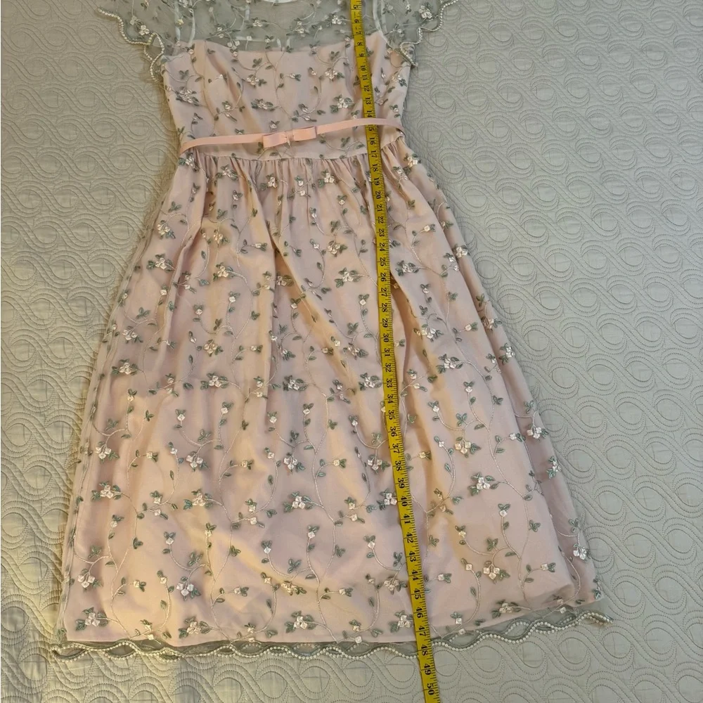 Floral Embroidered Peach Dress - Picture 9 of 11